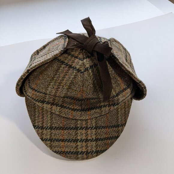 Glen Appin Scotland Deerstalker Wool Hat Tweed Two Billed Sherlock Holmes 21 in. - Picture 3 of 10